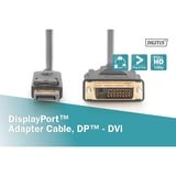 Digitus Cable adaptador DisplayPort > DVI-D, Interlock negro