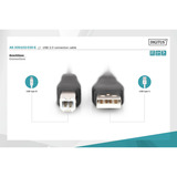 Digitus Cable de conexión USB 2.0 USB-A (enchufe) > USB-B (enchufe) negro