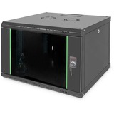 Digitus Carcasa de pared de la serie Unique - 600 x 600 mm (an. x pr.), Armario IT negro, Bastidor de pared, 7U, 100 kg, Bloqueo del teclado, Rieles de rack, Negro