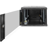 Digitus Carcasa de pared de la serie Unique - 600 x 600 mm (an. x pr.), Armario IT negro, Bastidor de pared, 7U, 100 kg, Bloqueo del teclado, Rieles de rack, Negro