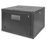 Digitus Carcasa de pared de la serie Unique - 600 x 600 mm (an. x pr.), Armario IT negro, Bastidor de pared, 7U, 100 kg, Bloqueo del teclado, Rieles de rack, Negro