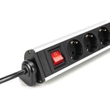 Digitus Regleta de enchufes de oficina 6 tomas, 3x USB plateado/Negro