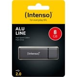 Intenso Alu Line unidad flash USB 8 GB USB tipo A 2.0 Antracita, Lápiz USB negro, 8 GB, USB tipo A, 2.0, 28 MB/s, Tapa, Antracita