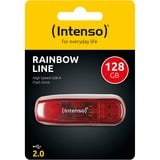 Intenso Rainbow Line unidad flash USB 128 GB USB tipo A 2.0 Rojo, Transparente, Lápiz USB rojo, 128 GB, USB tipo A, 2.0, 28 MB/s, Tapa, Rojo, Transparente