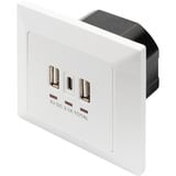 Digitus Enchufe empotrado, con puertos USB A y USB-C blanco