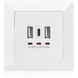 Digitus Enchufe empotrado, con puertos USB A y USB-C blanco
