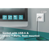 Digitus Enchufe empotrado, con puertos USB A y USB-C blanco