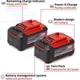 EINHELL Batería Power-X-Change Plus TWIN-PACK 18Volt 5,2Ah rojo/Negro
