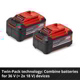 EINHELL Batería Power-X-Change Plus TWIN-PACK 18Volt 5,2Ah rojo/Negro