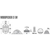 High Peak Woodpecker 3 LW, Tienda de campaña verde/Rojo