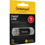 Intenso Twist Line 16 GB, Lápiz USB antracita/Transparente