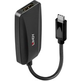 Lindy 43337 adaptador de cable de vídeo 0,13 m USB Tipo C DisplayPort Negro, Convertidor negro, 0,13 m, USB Tipo C, DisplayPort, Macho, Hembra, Derecho
