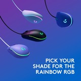 Logitech G203 LIGHTSYNC ratón USB tipo A 8000 DPI, Ratones para gaming lila, USB tipo A, 8000 DPI, 1 ms, Lila