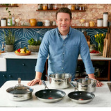 Tefal Sartén wok by Jamie Oliver Cook Smart, Pan acero fino/Negro