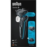 Braun Series 5 51-M1200s afeitadora Máquina de afeitar de láminas Recortadora Negro, Azul negro/Turquesa, Máquina de afeitar de láminas, Negro, Azul, AutoSense, Botones, Batería, Ión de litio