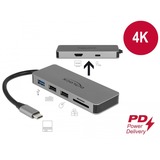 DeLOCK 87743 hub de interfaz USB 3.2 Gen 1 (3.1 Gen 1) Type-C Gris, Estación de acoplamiento gris, USB 3.2 Gen 1 (3.1 Gen 1) Type-C, HDMI, USB 2.0, USB 3.2 Gen 1 (3.1 Gen 1) Type-A, USB 3.2 Gen 1 (3.1 Gen 1) Type-C, MicroSD (TransFlash), MicroSDHC, MicroSDXC, SD, SDHC, SDXC, 3840 x 2160 Pixeles, Gris, Metal