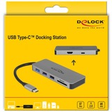 DeLOCK 87743 hub de interfaz USB 3.2 Gen 1 (3.1 Gen 1) Type-C Gris, Estación de acoplamiento gris, USB 3.2 Gen 1 (3.1 Gen 1) Type-C, HDMI, USB 2.0, USB 3.2 Gen 1 (3.1 Gen 1) Type-A, USB 3.2 Gen 1 (3.1 Gen 1) Type-C, MicroSD (TransFlash), MicroSDHC, MicroSDXC, SD, SDHC, SDXC, 3840 x 2160 Pixeles, Gris, Metal