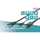 Digitus Cable adaptador HDMI > DisplayPort, UHD 4K negro