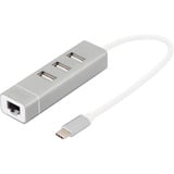 Digitus Hub USB tipo C de 3 puertos, Estación de acoplamiento plateado/blanco