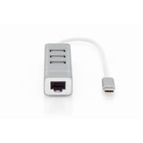 Digitus Hub USB tipo C de 3 puertos, Estación de acoplamiento plateado/blanco