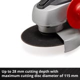 EINHELL Amoladora angular inalámbrica Power X-Change TC-AG 18/115 Li Kit, 18 Voltios rojo/Negro