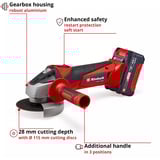 EINHELL TC-AG 18/115 Li Kit, Amoladora angular rojo/Negro
