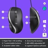 Logitech 910-005784 ratón Oficina mano derecha USB tipo A Óptico 4000 DPI antracita/Plateado, mano derecha, Óptico, USB tipo A, 4000 DPI, Negro