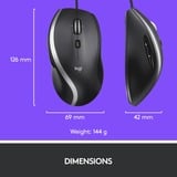 Logitech M500s ratón Oficina mano derecha USB tipo A Óptico 4000 DPI antracita/Plateado, mano derecha, Óptico, USB tipo A, 4000 DPI, Negro