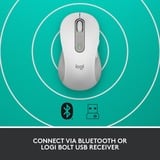 Logitech Signature M650 L, Ratón blanco, Izquierda, Óptico, Bluetooth, 4000 DPI, Blanco