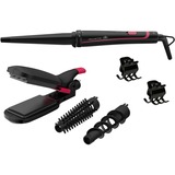 Rowenta Infinite Looks CF4222F0 , Multiestilo negro/Rosa neón, Utensilio de peinado Herramienta de peinado con múltiples accesorios Caliente Negro, Rosa 48 W