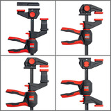 BESSEY 2x abrazadera de mesa de una mano con mango giratorio (EZR360-15SET), Gato negro/Rojo