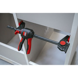 BESSEY 2x abrazadera de mesa de una mano con mango giratorio (EZR360-15SET), Gato negro/Rojo