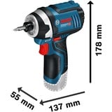 Bosch GDR 12V-105 Professional 1/4" 2600 RPM 105 Nm Negro, Azul, Tornillo de percusión azul/Negro, Llave de impacto, Negro, Azul, 1/4", 2600 RPM, 105 Nm, Corriente alterna
