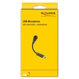 DeLOCK 66499 micrófono Negro Micrófono para ordenador portátil negro, Micrófono para ordenador portátil, -35 dB, 70 - 15000 Hz, 16 bit, 48 kHz, Unidireccional