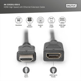 Digitus Cable de extensión HDMI High Speed con Ethernet, Cable alargador negro