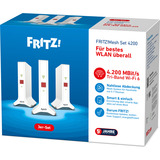FRITZ! Mesh Set 4200, Repetidor blanco/Rojo, Mesh Set 4200, Rojo, Blanco, 2x2/4x4, Repetidor de red, Poder, WLAN, Doble banda (2,4 GHz / 5 GHz), Wi-Fi 6E (802.11ax)