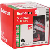 fischer Taco DuoPower 8x40 S, Pasador gris claro/Rojo