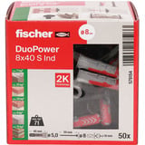 fischer Taco DuoPower 8x40 S, Pasador gris claro/Rojo