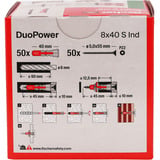 fischer Taco DuoPower 8x40 S, Pasador gris claro/Rojo