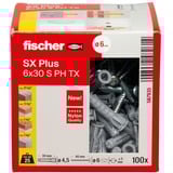 fischer Taco SX Plus 6x30 PH TX, Pasador gris claro