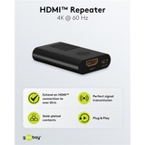 goobay Amplificador de señal HDMI 4K @ 60Hz, Alargador de HDMI negro