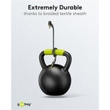 goobay Cable de conexión de audio Plus AUX 3,5mm estéreo, 90° negro/Plateado