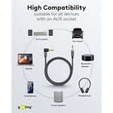 goobay Cable de conexión de audio Plus AUX 3,5mm estéreo, 90° negro/Plateado