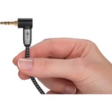 goobay Cable de conexión de audio Plus AUX 3,5mm estéreo, 90° negro/Plateado