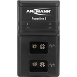 Ansmann Powerline 2, Cargador negro, Negro, Cargador de baterías para interior, 230 V, 50 Hz, 10 V, 0,075 A