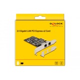 DeLOCK Tarjeta PCI Express x2 a 2 x RJ45 2,5 Gigabit, Adaptador de red 