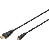 Digitus Cable HDMI de alta velocidad con Ethernet, tipo D > tipo A negro
