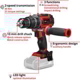 EINHELL Taladro atornillador percutor a batería Professional TP-CD 18/60 Li-i BL - Solo, 18Volt, Martillo atornillador rojo/Negro