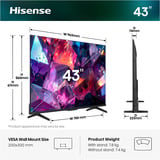 Hisense 43E7S PRO televisor Hi-QLED, TV QLED negro/Gris oscuro