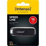 Intenso Speed Line unidad flash USB 16 GB USB tipo A 3.2 Gen 1 (3.1 Gen 1) Negro, Lápiz USB negro, 16 GB, USB tipo A, 3.2 Gen 1 (3.1 Gen 1), 70 MB/s, Tapa, Negro